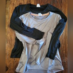 AVIA RUNNING SPORTS ATHLETIC SHIRTS TWO (2) GRAY & BLK WOMEN'S SZ M EXC COND